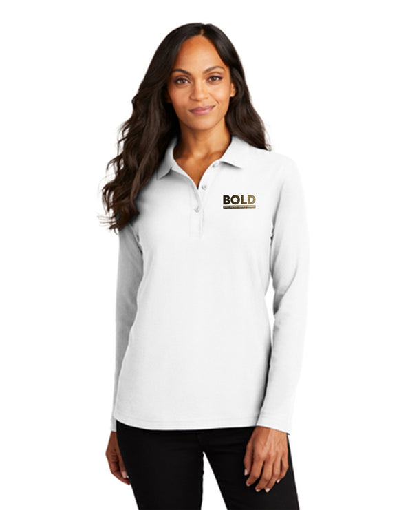 Michaels Women's Long Sleeve Polo Shirt BOLD.  (Black Organized Leaders of Diversity)